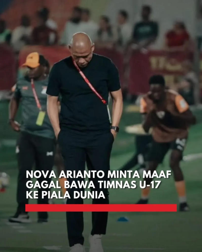 Nova Arianto minta maaf setelah Timnas Indonesia U-17 gagal lolos ke fase gugur Piala Dunia 2025. Ia tetap bersyukur atas proses dan perjuangan pemain muda.